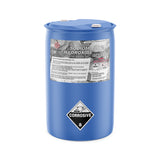 55-gallon HDPE drum of 50% Sodium Hydroxide ACS Grade solution with corrosive, Alliance Chemical product label, and secure