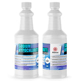 1-quart bottle of industrial Sodium Hypochlorite 5.25% solution in HDPE container, NSF certified, Alliance Chemical brand