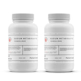 Alliance Chemical sodium metabisulfite technical grade in white 5-pound plastic container with a screw cap