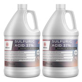 2-gallon industrial sulfuric acid (37% electrolyte/battery grade) in HDPE jugs, Alliance Chemical branding