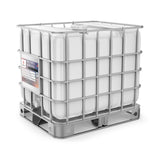 One 275-gallon tote of Alliance Chemical Sulfuric Acid 37% - Battery Acid with a metal cage and a white plastic container.