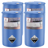 4x55-gallon HDPE drums of Alliance Chemical sulfuric acid 37% electrolyte/battery grade with corrosive