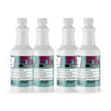 Four 1-quart plastic bottles of Alliance Chemical Sulfuric Acid 70% with white ribbed caps and product labels.