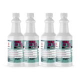 Four 1-quart plastic bottles of Alliance Chemical Sulfuric Acid 70% with white screw caps and product labels.