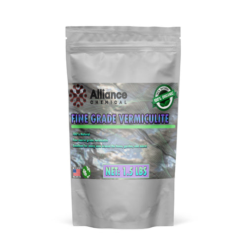 One 1.5 L bag of Alliance Chemical Organic Vermiculite - Fine Grade with a resealable top and product label.