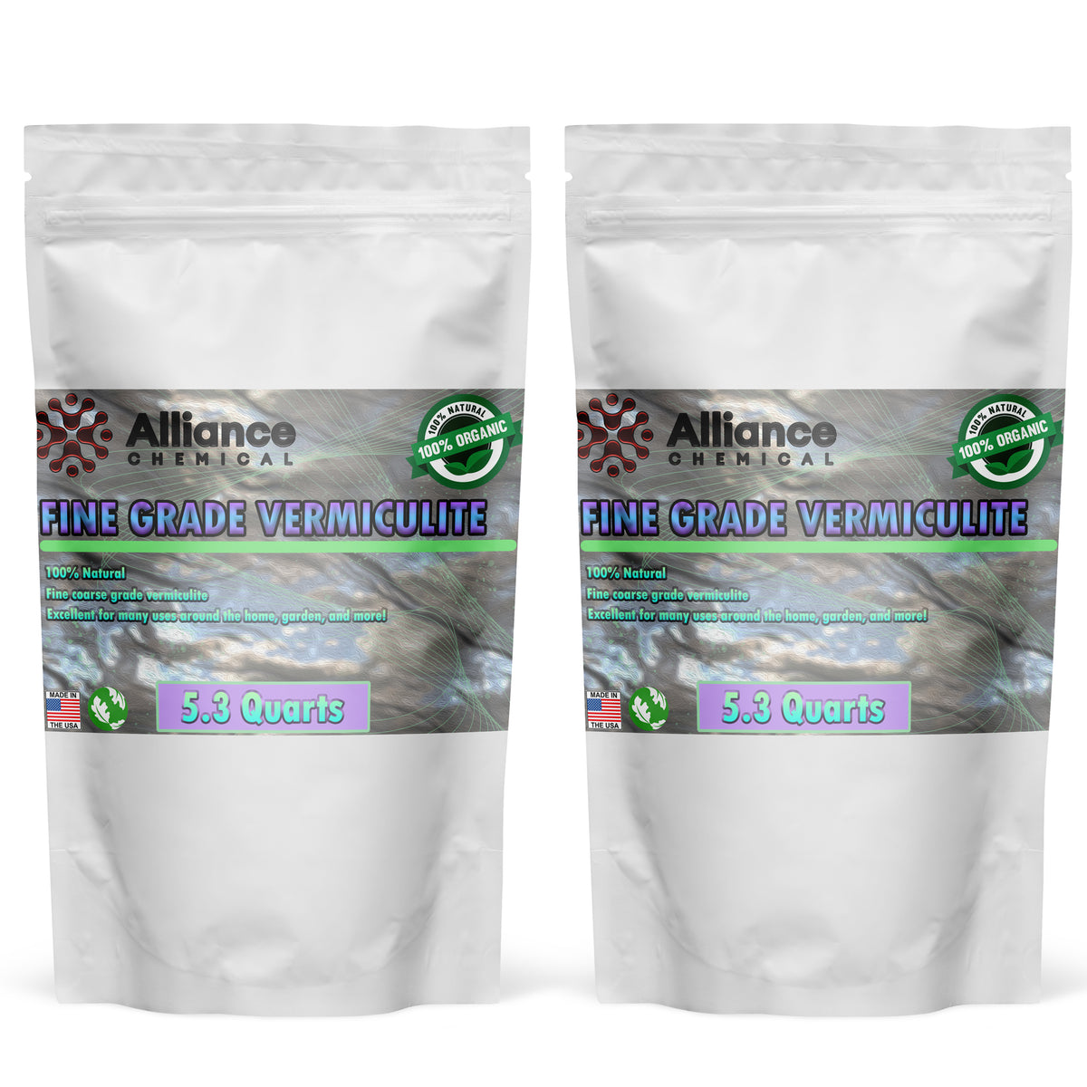 Alliance Chemical 5.3-quart bags (2-pack) of fine-grade vermiculite, 100% organic certified, natural mineral soil amendment