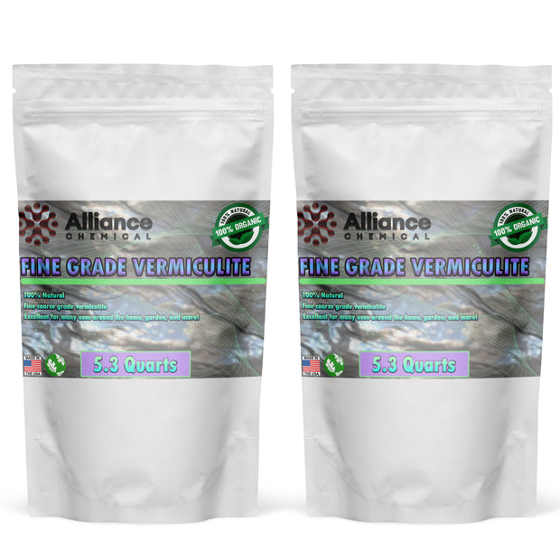 Alliance Chemical 5.3-quart bags (2-pack) of fine-grade vermiculite, 100% organic certified, natural mineral soil amendment