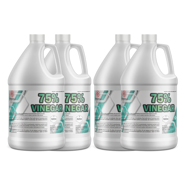 4x1-gallon industrial 75% vinegar solution in HDPE jugs, Alliance Chemical, for wastewater treatment applications