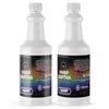 1-quart bottles of VM&P Naptha industrial solvent by Alliance Chemicals, featuring hazard warning symbols and ribbed HDPE containers with white caps.