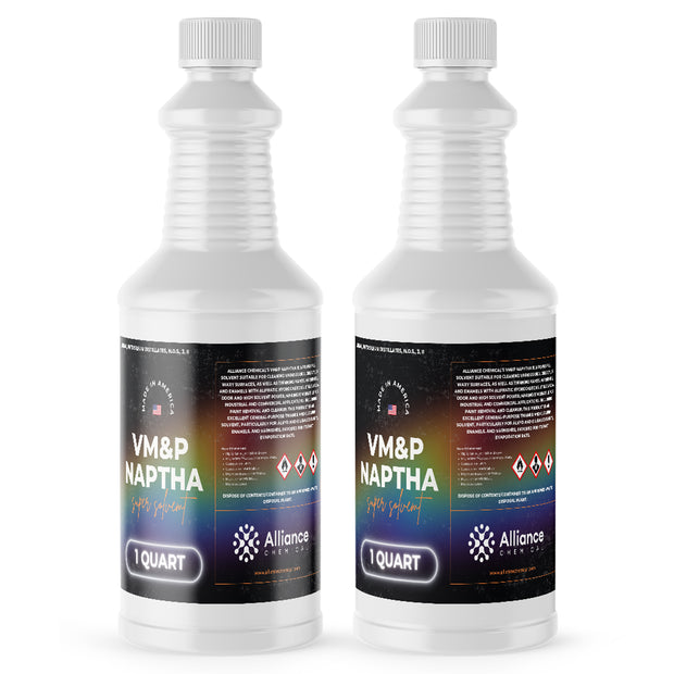 1-quart bottles of VM&P Naptha industrial solvent by Alliance Chemicals