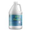 One-gallon white HDPE jug of 10% industrial vinegar solution (acetic acid), featuring blue-green label, hazard symbols, and safety warnings from Alliance Chemical.