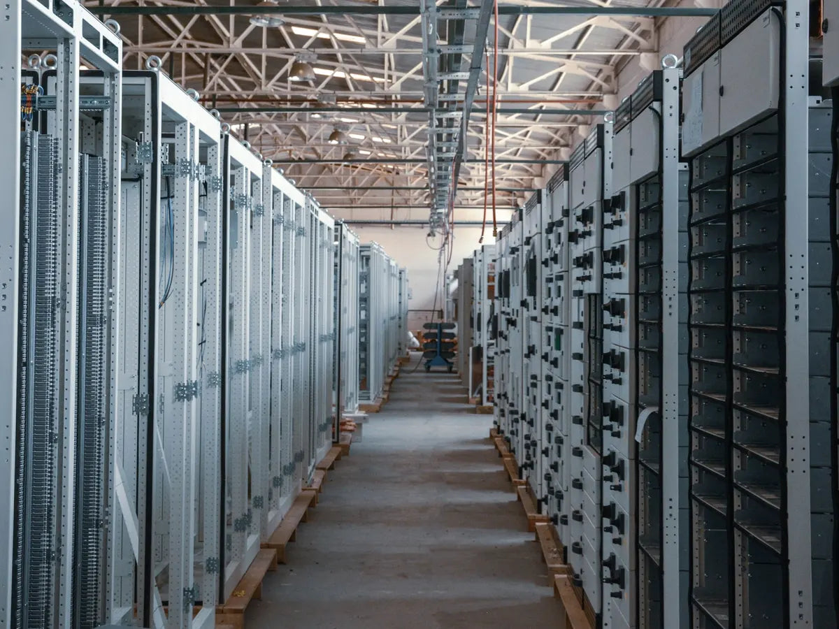 Aisle between rows of server racks