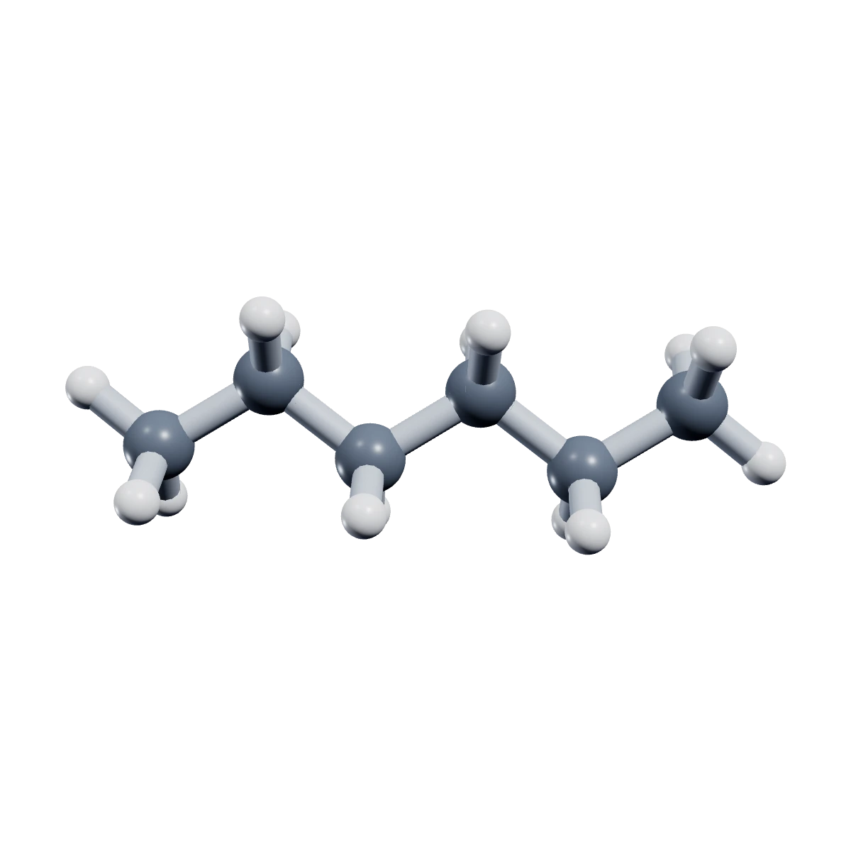 Ball-and-stick model of n-Hexane