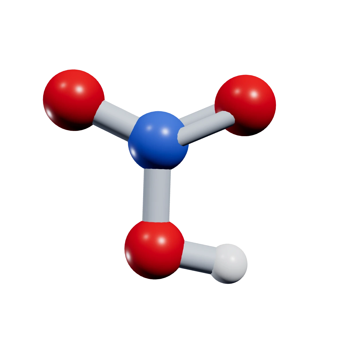 Ball-and-stick model of Nitric acid