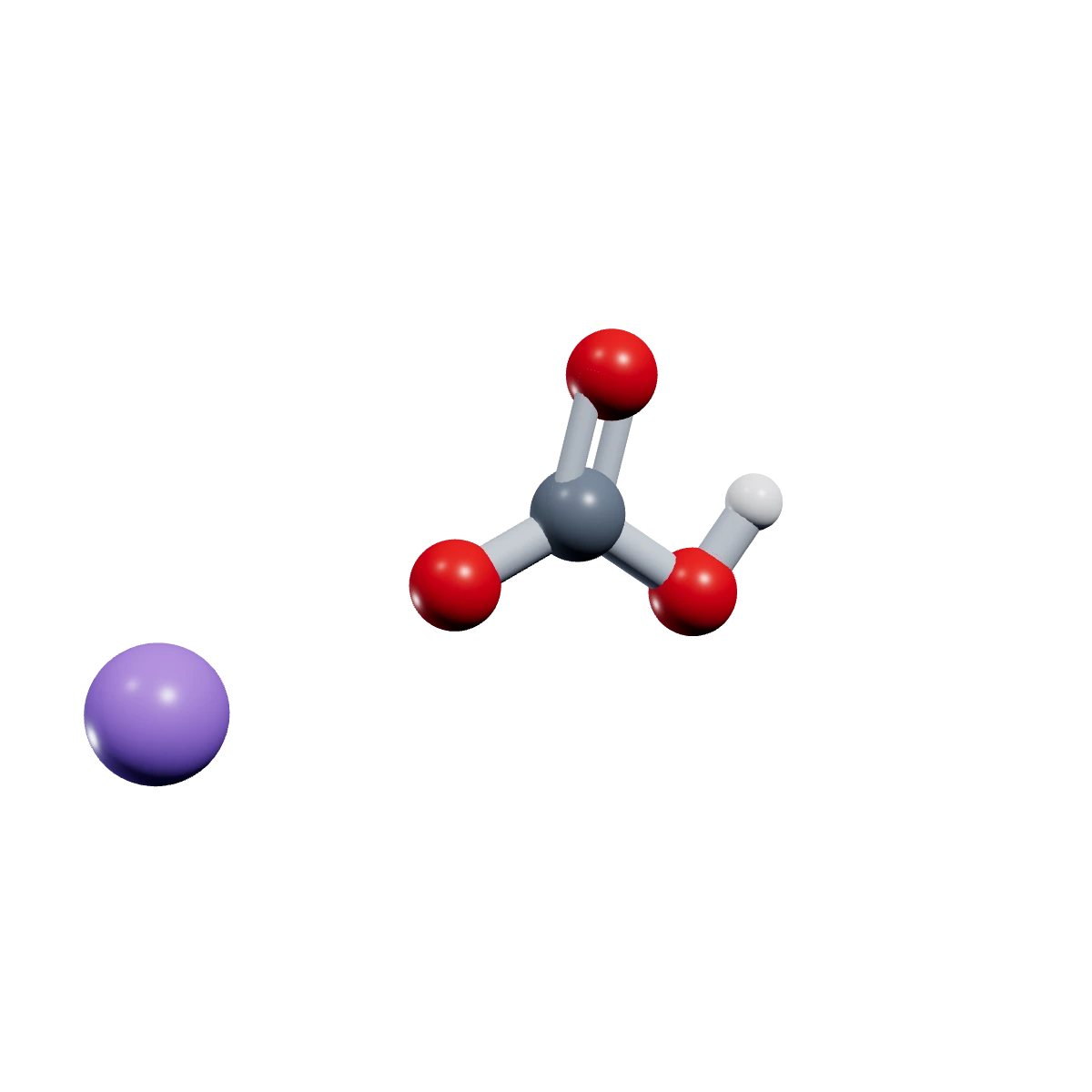 Ball-and-stick model of Potassium bicarbonate
